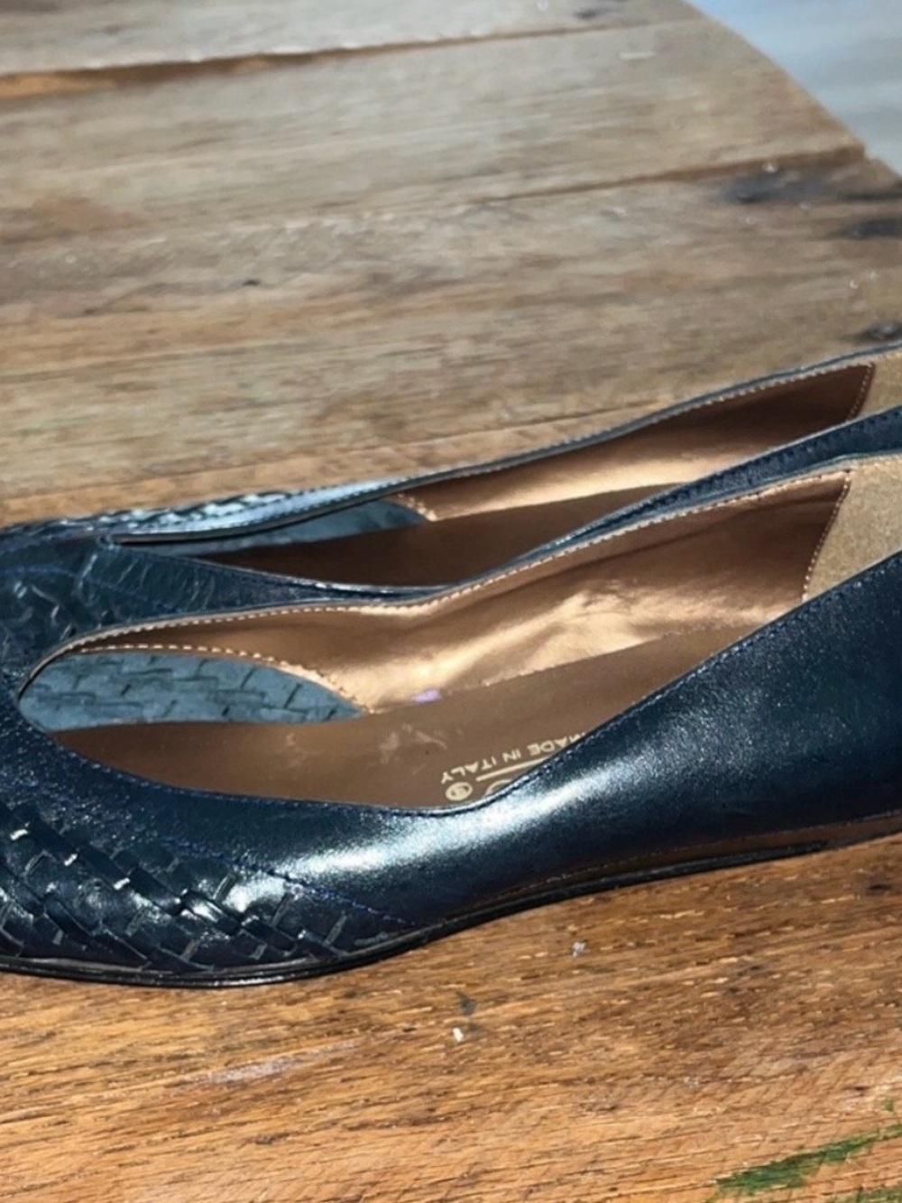 Bandolino Navy Woven Pointed Toe Flats - Picture 3 of 4